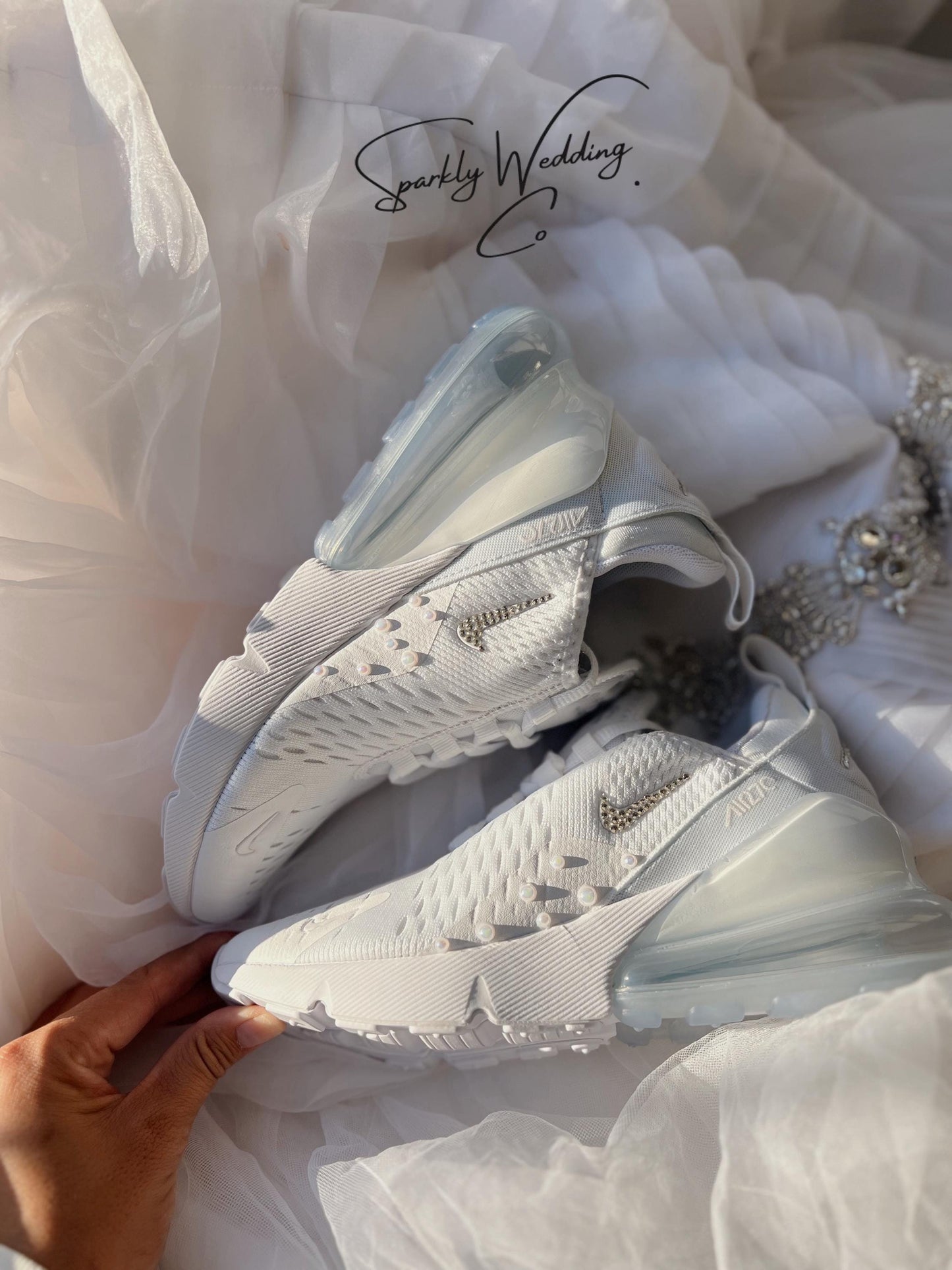 Air Max 270 Bridal Flats – Personalized All-White Wedding Sneakers