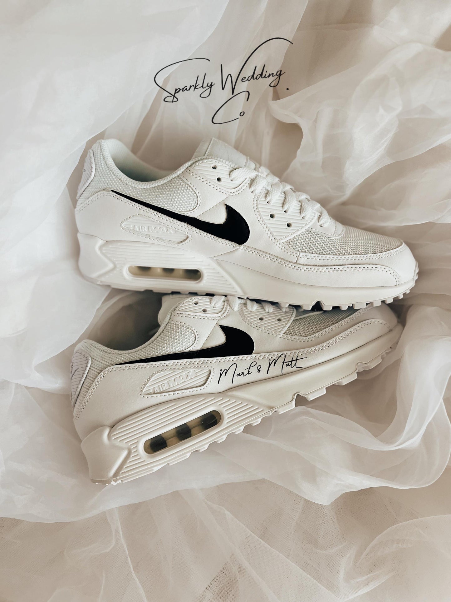 Custom Groom Wedding Sneakers – Nike Air Max 90 Personalized Shoes