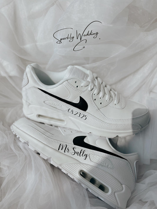 Custom Groom Wedding Sneakers – Nike Air Max 90 Personalized Shoes