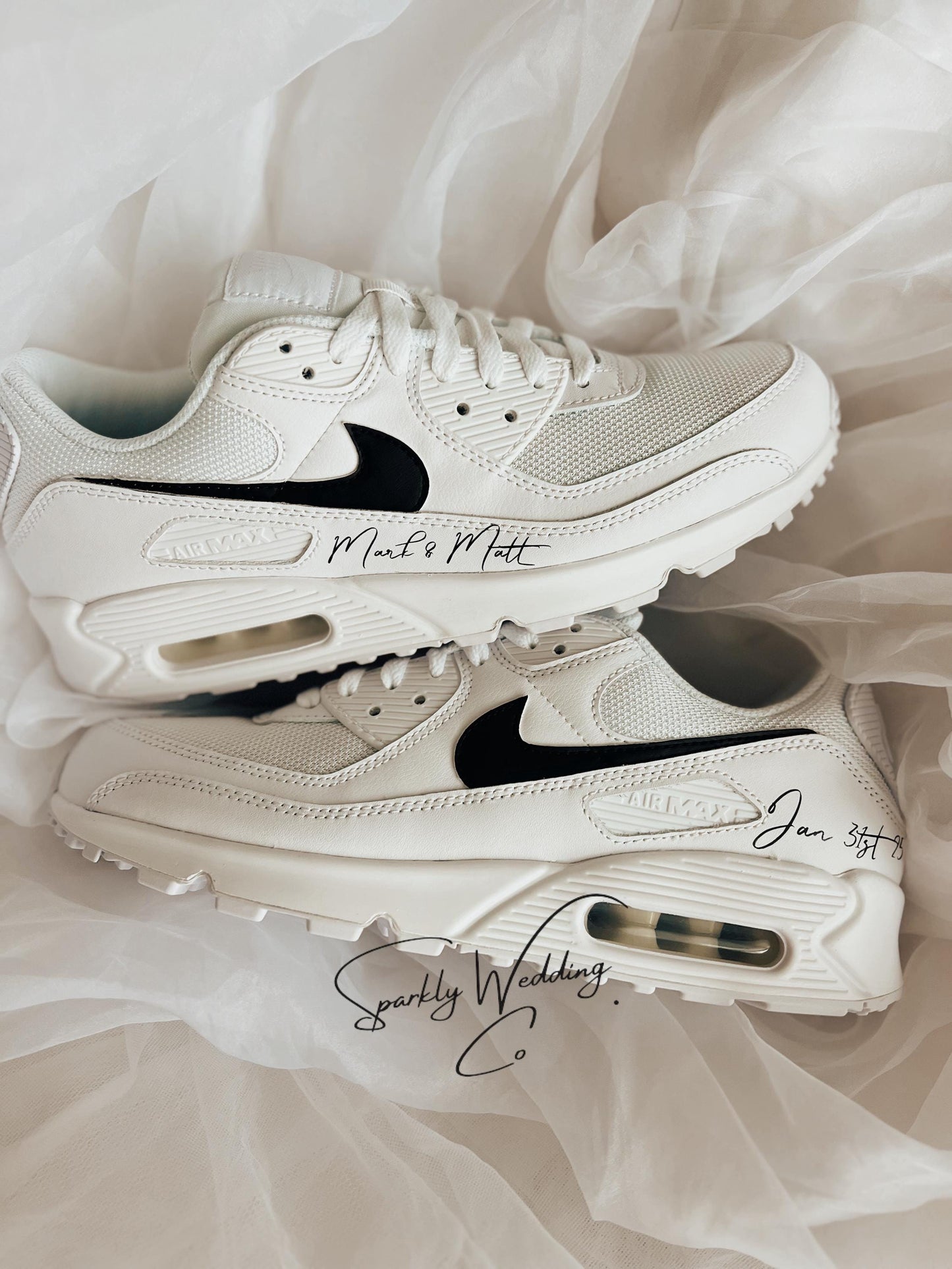 Custom Groom Wedding Sneakers – Nike Air Max 90 Personalized Shoes