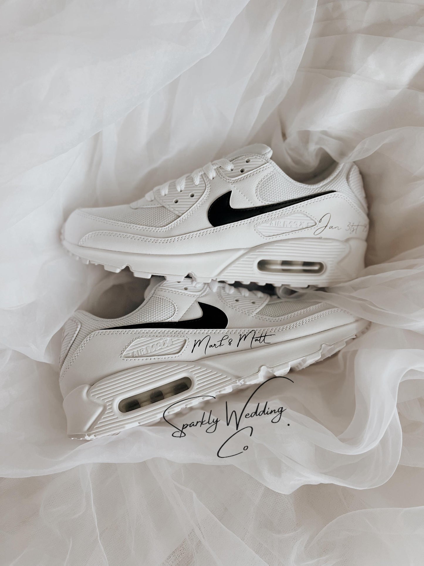 Custom Groom Wedding Sneakers – Nike Air Max 90 Personalized Shoes