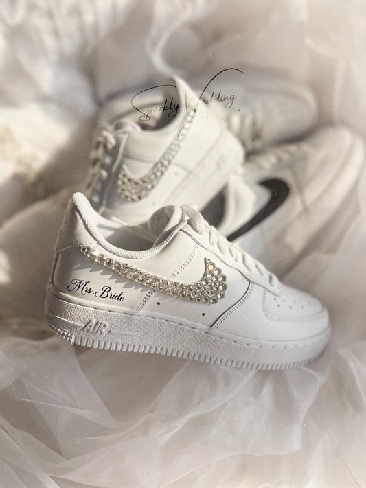 Nike rhinestone wedding sneakers for bride