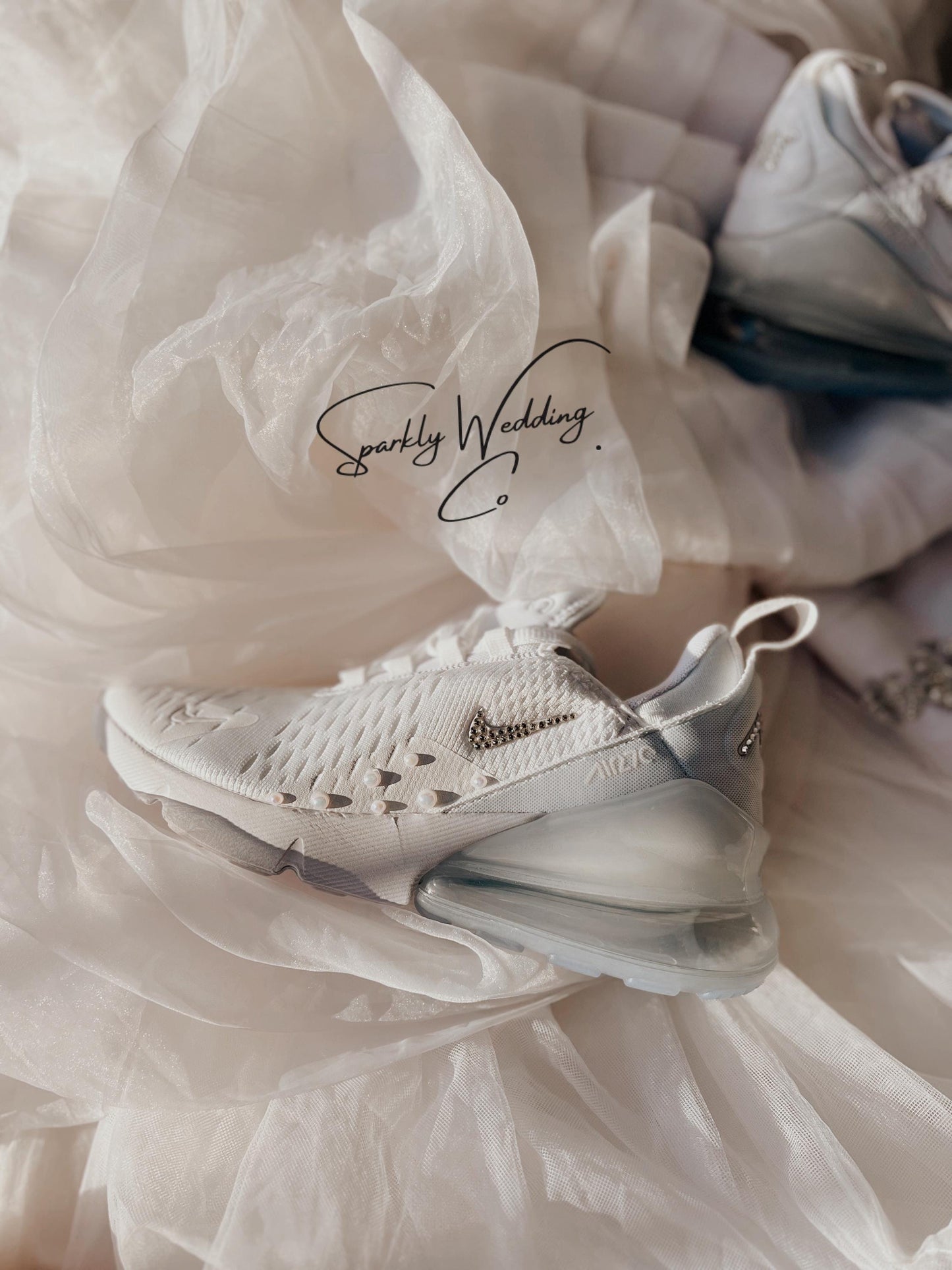 Air Max 270 Bridal Flats – Personalized All-White Wedding Sneakers