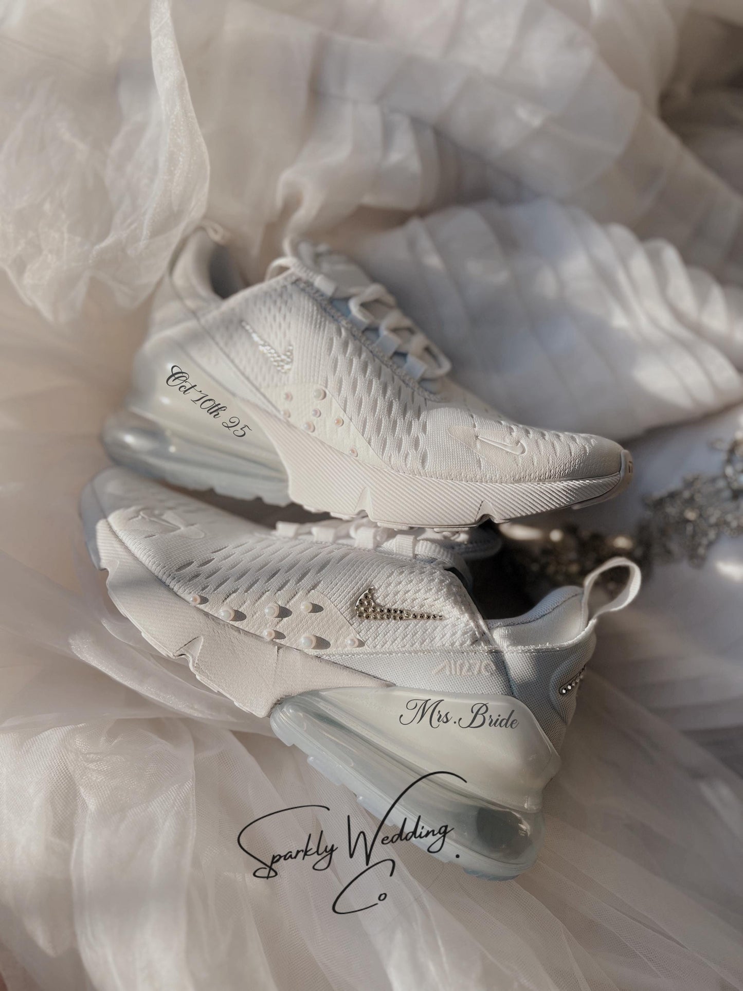 Air Max 270 Bridal Flats – Personalized All-White Wedding Sneakers