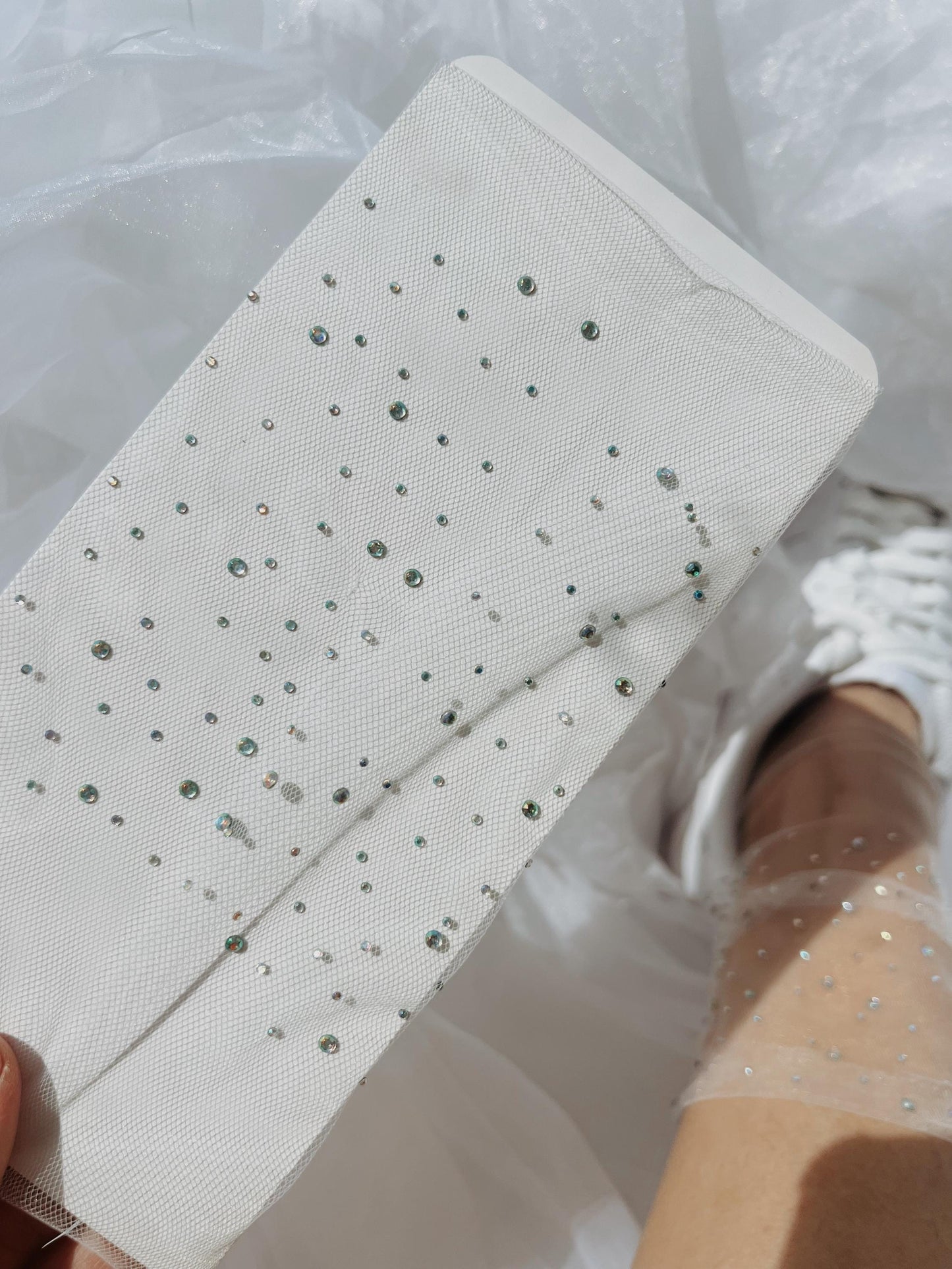 crystal embellished bridal accessories, personalized crystals wedding socks for bride