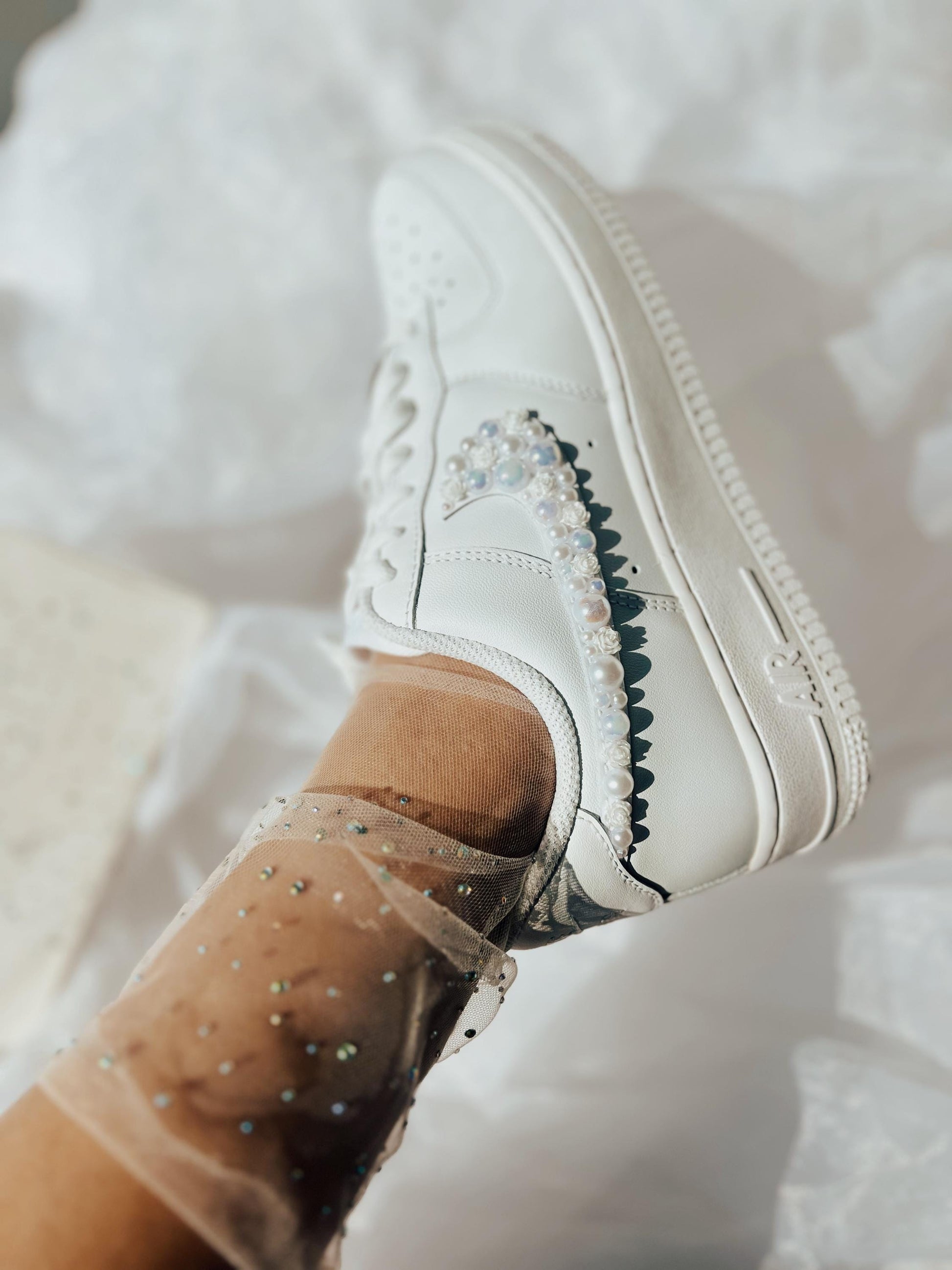 crystal embellished bridal accessories, personalized crystals wedding socks for bride