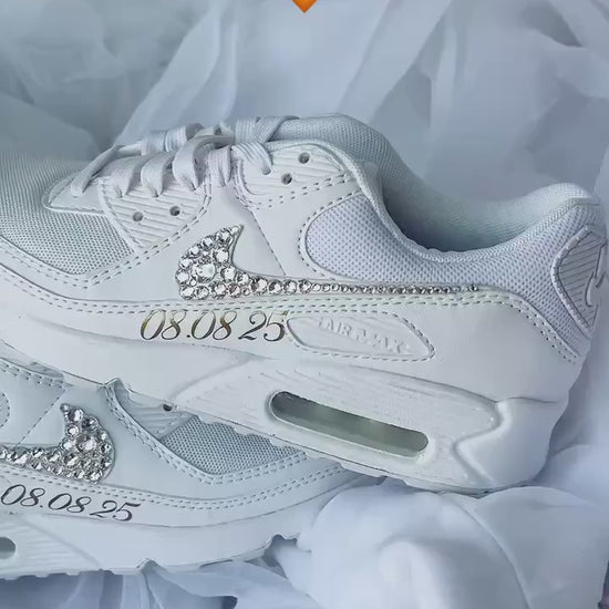 Custom Air Max 90 Wedding Sneakers with Rhinestone