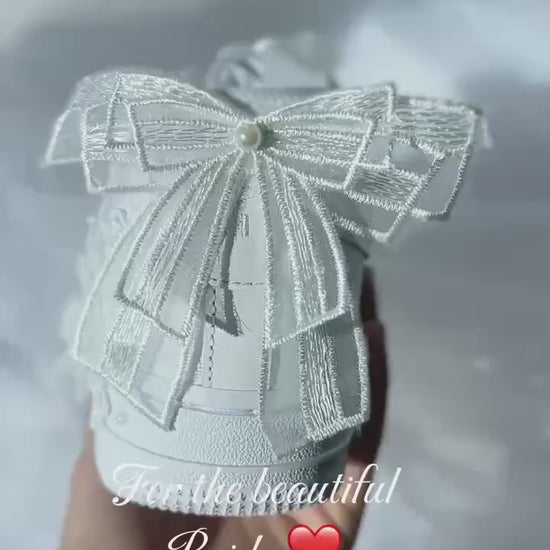 Hand Embroidery Wedding Air Force Sneakers for Bride, Custom embroidered bridal shoe